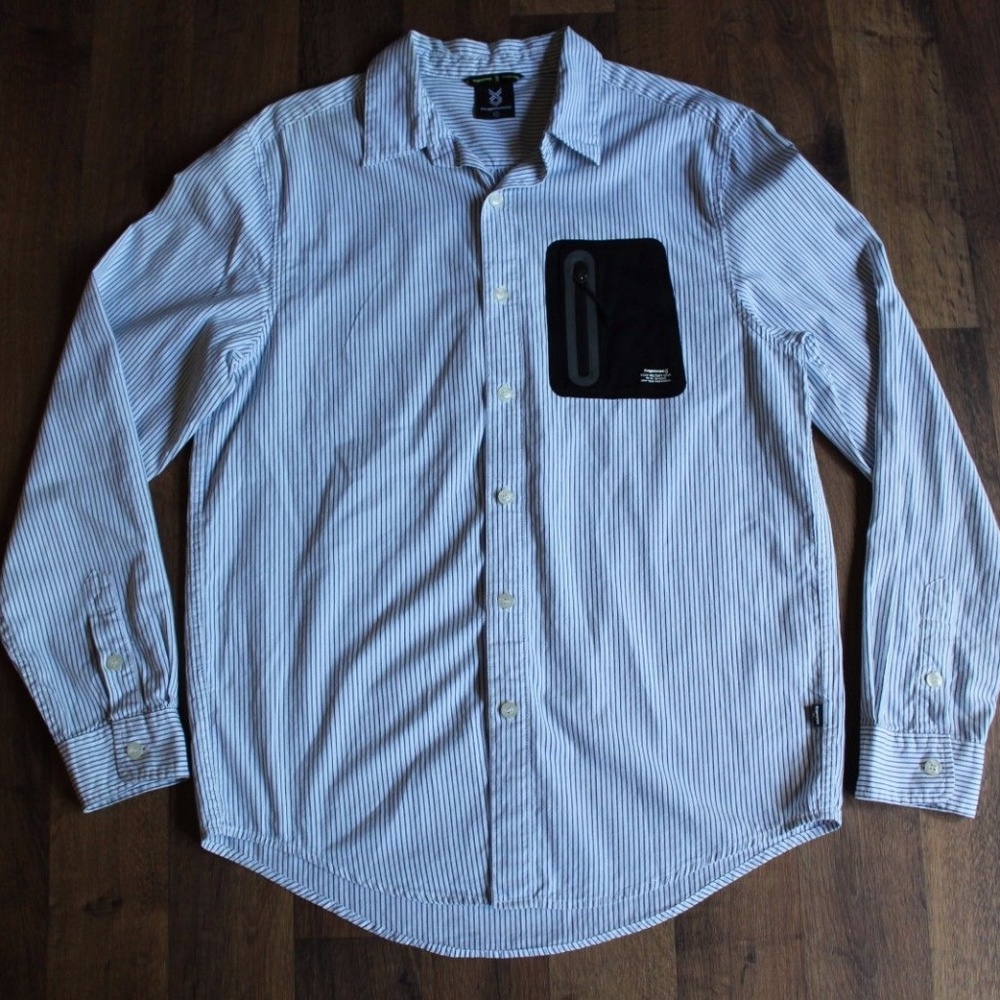 Fingercroxx Mens Military Button Shirt XL White